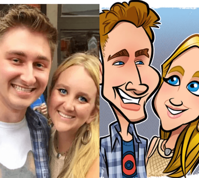 One of Steve's bold, exaggerated caricature examples showing his signature style