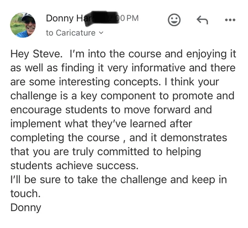 Student proudly displaying their caricature